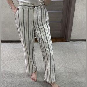 H&M Cream and Black Striped Women's Trousers